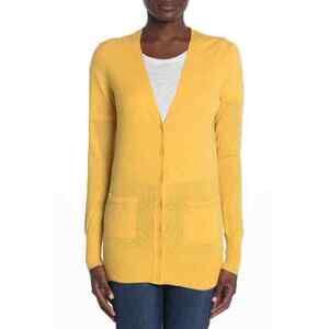 14th & Union Women's Lightweight Girlfriend Cardigan In Yellow Ochre Size S